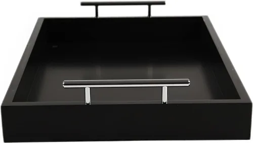 Vista 5 de JJSQYLAN Bandeja de madera para servir con asas, bandeja rectangular de desayuno para mesa de café, bandeja otomana decorativa de 16 x 12 pulgadas