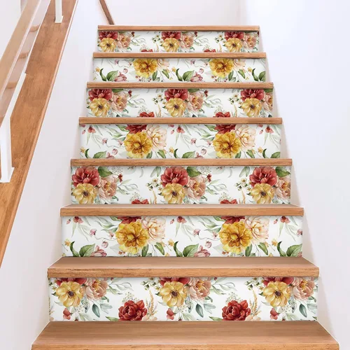 Vista 8 de VaryPaper Papel tapiz floral vintage para despegar y pegar, 17.7 x 78.7 pulgadas, papel tapiz de peonía de acuarela, papel de contacto floral, papel