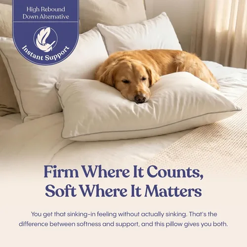 Vista 3 de FluffCo Almohadas Zen Fluff – Alternativa al plumón – Almohada de cama estándar/Queen para dormir fabricada en Estados Unidos – Almohada de lujo