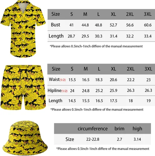 Vista 6 de Wdpsuxin Conjunto de 2 piezas para hombre, camisa hawaiana con botones y pantalones cortos de compresión con sombreros de pescador