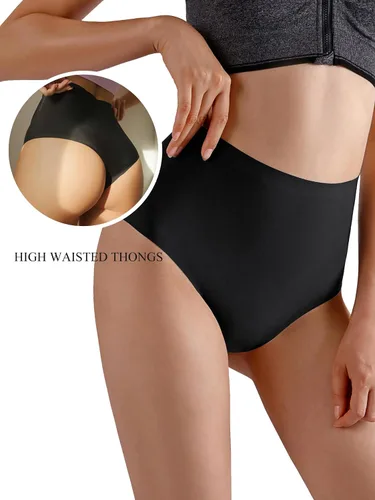 Vista 2 de Bolivelan High Waist Thongs Seamless Stretch Comfortable Cool Panties