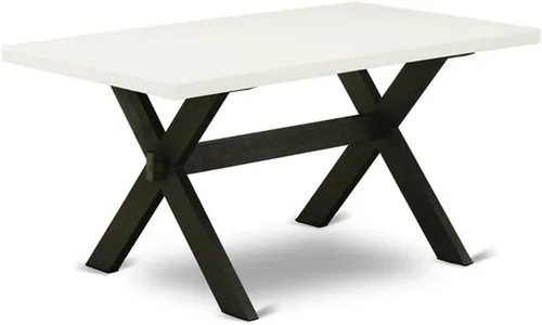 Vista 39 de East West Furniture VT026 Mesa de comedor estilo V – una mesa de cocina rectangular con patas elegantes, 36 x 60 pulgadas, multicolor