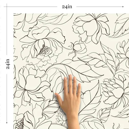 Vista 6 de Walls By Me Papel tapiz extraíble floral beige 9819-2 pies x 4 pies