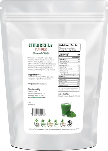 Vista 2 de Z Natural Foods Chlorella Powder - 5 libras - Pared celular agrietada - Increíble superalimento de algas azules y verdes para batidos, bebidas