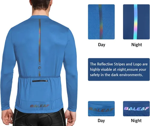 Vista 4 de BALEAF Mens Cycling Jersey Top Half Zip Bike Shirt 4 Rear Pockets Mountain Bicycle Quick Dry Reflective