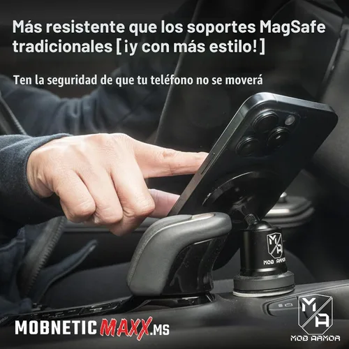 Vista 4 de Mob Armor MobNetic Maxx MS MagSafe - Soporte de teléfono para automóvil, color negro Compatible con MagSafe personalizado, soporte personalizado