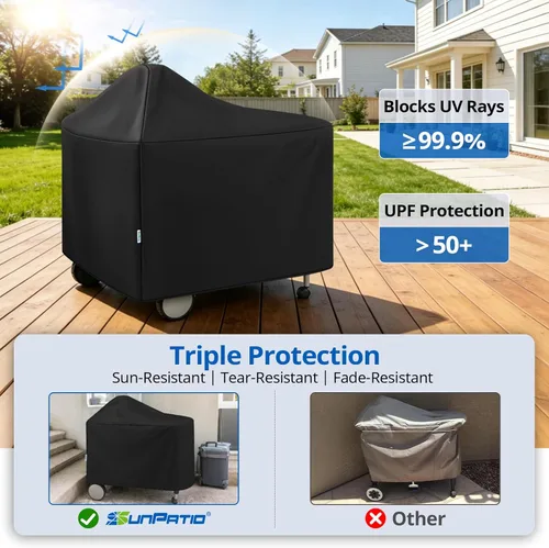 Vista 4 de Funda impermeable para parrilla Weber de 22 pulgadas para parrilla Weber Performer Premium Deluxe, RecTeq, Char-Griller, en comparación con Weber