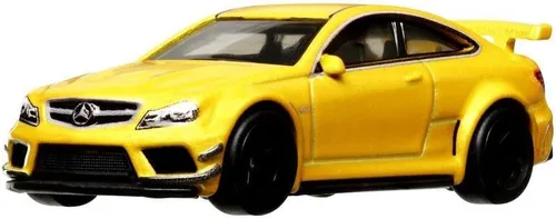 Vista 2 de Hot Wheels Serie Mercedes-Benz C63 AMG Coupé Black a escala 1/64, modelo de automóvil fundido a presión, naranja, mediano, 2023, más de 3 años