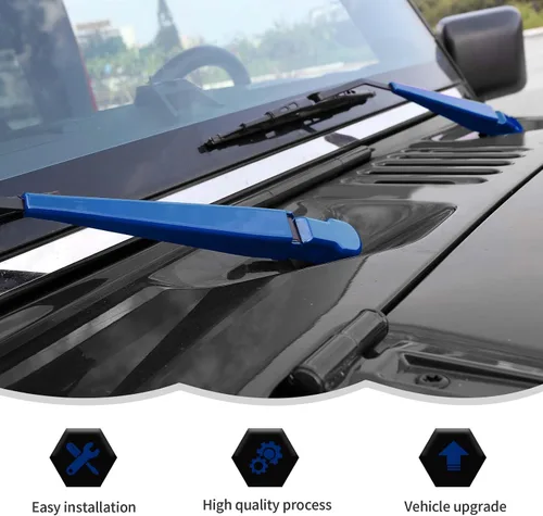 Vista 6 de RT-TCZ Limpiaparabrisas delantero, limpiaparabrisas delantero, decoración de accesorios exteriores compatibles con Jeep Wrangler JK JKU 2007-2018