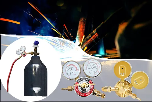 Vista 6 de Regulador de acetileno Soldador de gas de soldadura Medidor de gas de soldadura de acetileno para equipos de corte de antorcha CGA 510