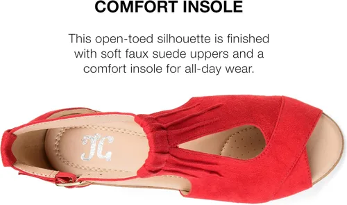 Vista 4 de Sandalias Journee Collection con correa de tobillo y cuña, suela cómoda, para mujer