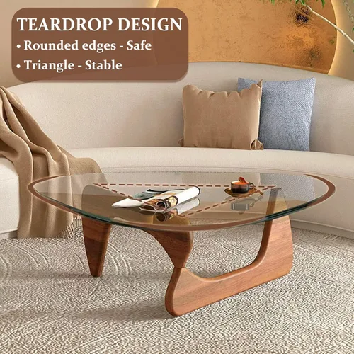 Vista 6 de Mesa auxiliar de cristal, mesa moderna para sala de estar, mesas auxiliares ovaladas pequeñas para espacios pequeños, mesa de curva abstracta