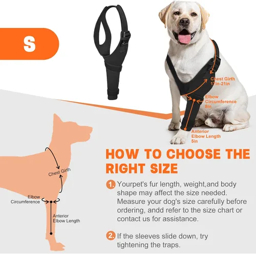 Vista 4 de Protector de codo de perro para artritis, úlceras por presión, displasia, callos - Manga transpirable ajustable para la pierna delantera del perro