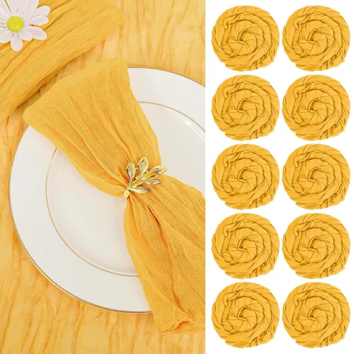 Vista 20 de fani - Paquete de 60 servilletas de gasa de gasa, 20 x 20 pulgadas, color beige Servilletas de mesa arrugadas, algodón suave, decoración rústica