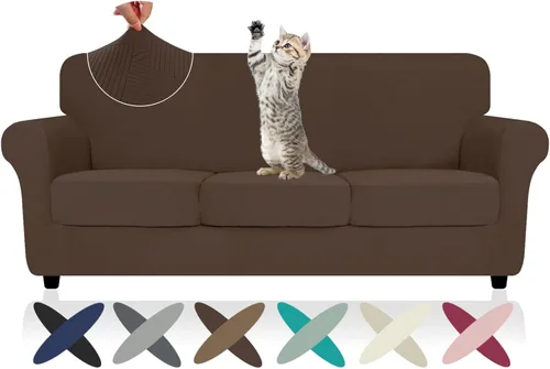 Vista 36 de ZNSAYOTX 2026 Funda de silla a rayas de 2 piezas (79 cm - 117 cm), funda de sillón elástica gruesa con banda elástica antideslizante y lazos