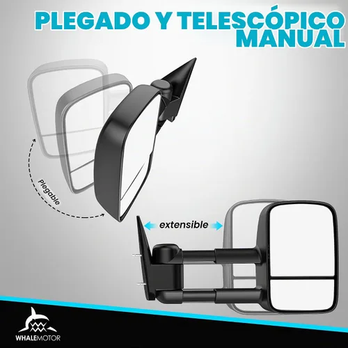 Vista 2 de Espejos de remolque compatibles con Chevy GMC C/K 1500 2500 3500 1988-1998, espejos laterales de remolque extendidos plegables manuales