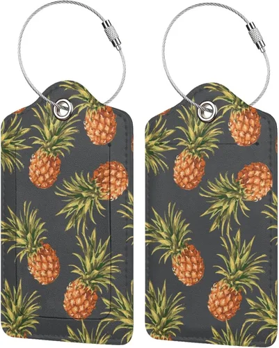 Vista 3 de Gocerktr Etiqueta de viaje retro de piña tropical para hombres y mujeres, etiquetas de piel sintética para bolsa de viaje, maleta con cubierta