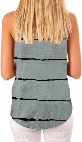 Vista 2 de Camisetas de mujer, sin mangas, con cuello redondo, color liso, de verano, con bolsillo