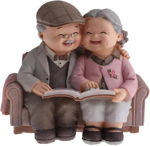 Vista 11 de SGerste - Figura de figura de pareja casada, estatuas para decoración del hogar, jardín, multicolor, beber té (beber té)