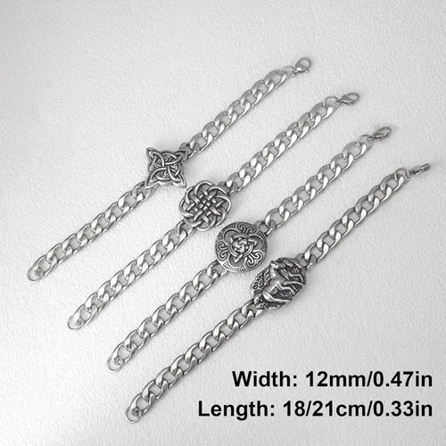 Vista 6 de Pulseras, pulsera de cadena de nudo de bruja vintage de moda, pulsera única de nudo de bruja en acero inoxidable de larga duración para los amantes