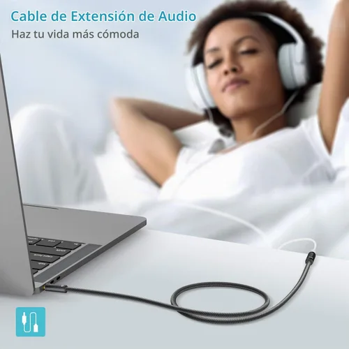 Vista 7 de Syncwire Cable de extensión de audio estéreo de 3.5 mm macho a hembra [Sonido Hi-Fi] [Conector chapado en oro] Cable de extensión AUX trenzado