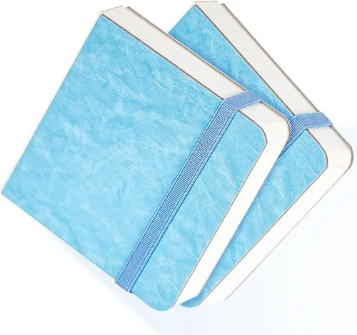 Vista 7 de Funto Diario de Papel de Acuarela Paquete de 2, 3.5x5.5, 44 Páginas Cada Uno, 100% Algodón Prensado en Frío, Tapa Dura de Cuero PU Azul, Suministros