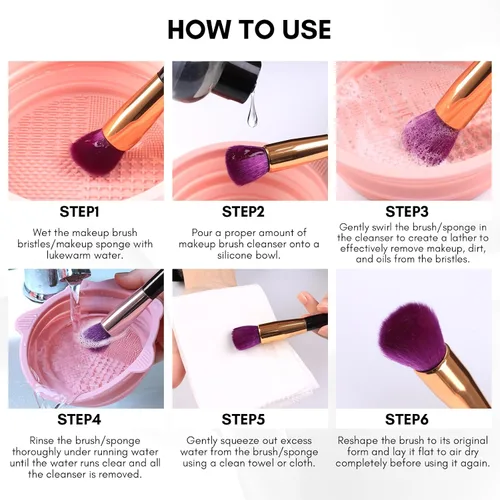 Vista 6 de Makartt Limpiador de brochas de maquillaje: solución de limpieza profunda para cepillos de uñas, esponjas y soplos de polvo, fórmula hipoalergénica