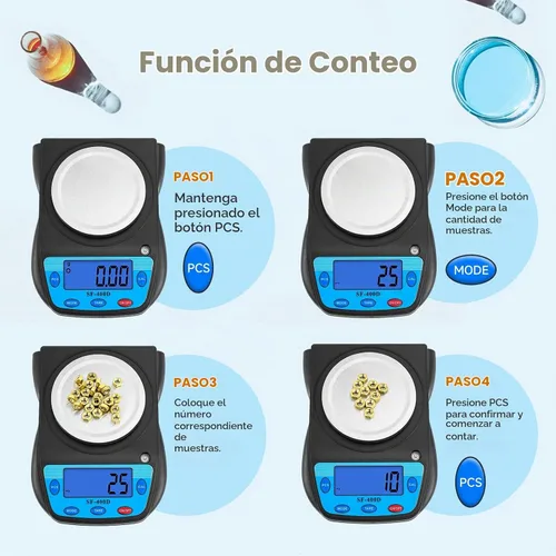 Vista 4 de Bonvoisin Balanza digital de laboratorio 600g x 0.01g, balanza electrónica de precisión, pantalla LCD, balanza analítica, balanza para joyas Negro