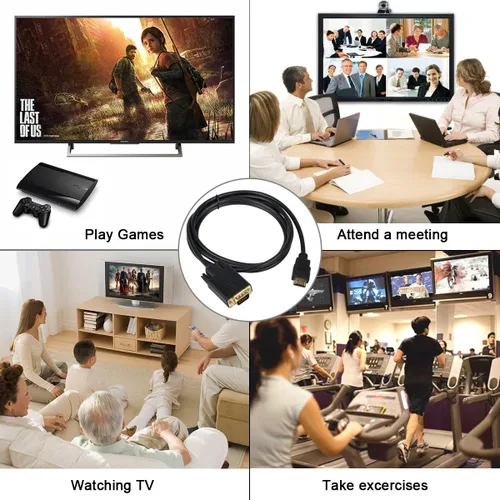 Vista 6 de Wonlyus Cable HDMI a VGA chapado en oro 1080P HDMI macho a VGA macho adaptador de video activo cable convertidor (3 pies/3.3 ft)