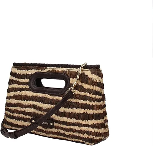 Vista 2 de Michael Kors mujeres Rosalie Raffia rayas embrague bolso beige grande