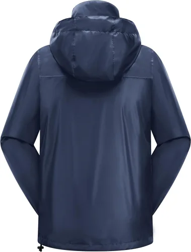 Vista 3 de AXESQUIN Mens Waterproof Rain Jacket with Hood Lightweight Breathable Outdoor Rain Shell Coat