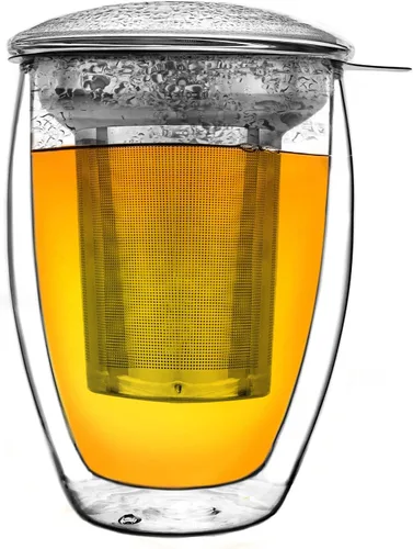 Vista 11 de Creano Vaso de té con infusor y tapa de 13.5 fl oz - Taza de té grande - Apto para microondas y lavavajillas - Set de regalo para tetera de hojas 1