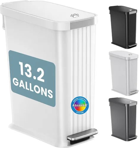 Vista 26 de iTouchless Cubo de basura para excrementos de perro de 3 galones / 12 litros con filtro de olor AbsorbX – Recipiente de basura de metal de cierre