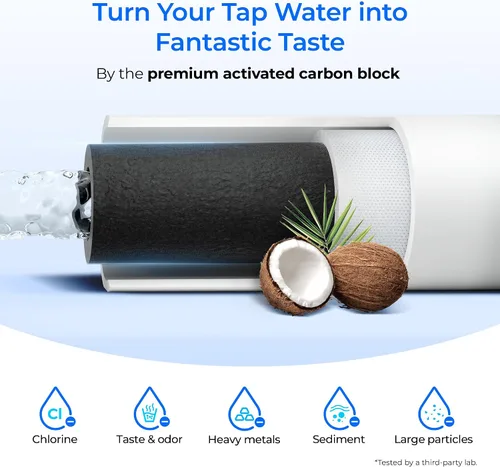 Vista 4 de Waterdrop FQK1R, GXULQR - Filtro de agua para debajo del fregadero, repuesto para cabeza hexagonal GE FQK1R, GXULQR, compatible con GE GXK140TNN