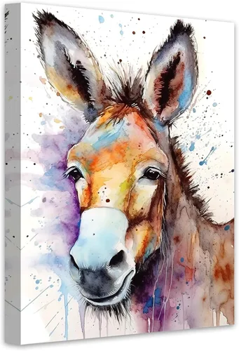 Vista 10 de LZIMU Lienzo de alpaca en acuarela, divertido póster de alpaca, impresiones de lindos animales, obras de arte coloridas para guardería, decoración