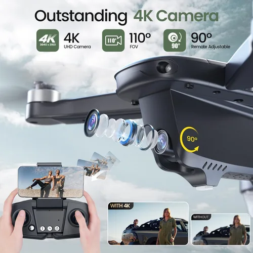 Vista 2 de Holy Stone HS175D Drone GPS con cámara 4K para adultos, menos de 8.78 oz, cuadricóptero RC plegable con retorno automático, vuelo de 46 minutos
