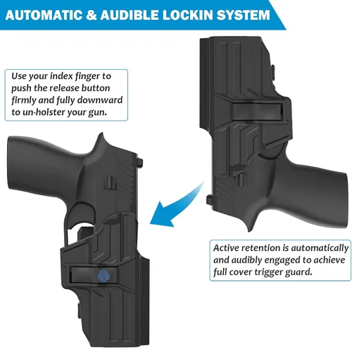 Vista 2 de OWB Funda para Sig P320 Compact 0.354 in/.40 - 360 Cinturón Molle ajustable para Sig Sauer P320 X Carry / M18 / X Compact / P320 RX - Cintura