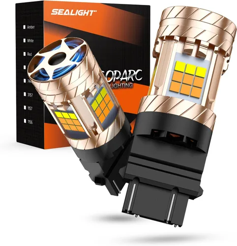 Vista 12 de SEALIGHT 3157 - Faros LED intermitentes anti-hiperflasheo, ventilador turbo, amarillo ámbar, 2700 K, repuesto para direccionales e intermitentes