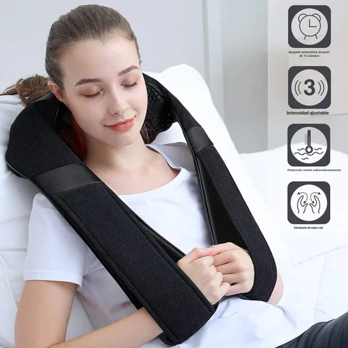 Vista 6 de Masajeador Shiatsu de Cuello y Hombros con Calor – Almohada de Masaje de Amasamiento de Tejido Profundo Eléctrico para Alivio del Dolor y Relajación
