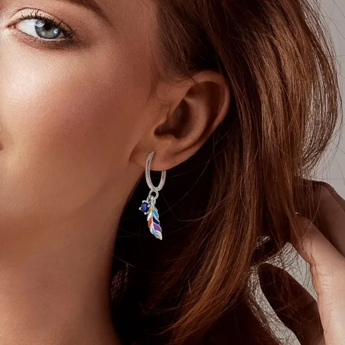 Vista 5 de Hapour Aretes colgantes de plata de ley 925 con alas de ángelplumas, hipoalergénicos, regalo de joyería para mujeres y niñas, Gema, Circonia cúbica