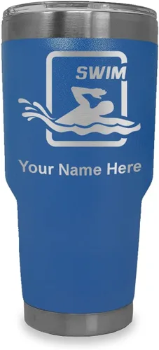Vista 17 de LaserGram Vaso aislado al vacío de 20 onzas, para natación, grabado personalizado incluido (negro) Engraved Gift for Swimmers, Vacuum Insulated