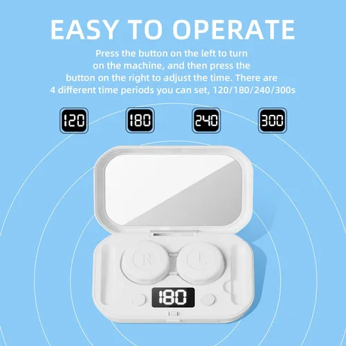 Vista 3 de Limpiador de lentes de contacto con espejo, limpiador ultrasónico USB de lentes de contacto para eliminación de lentes suaves, lentes duras, lentes