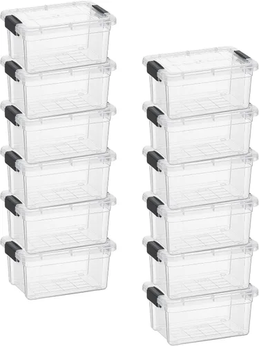Vista 158 de Superio Mini contenedor de almacenamiento de plástico para crayón, suministros de arte y estuche de costura, organizador pequeño apilable