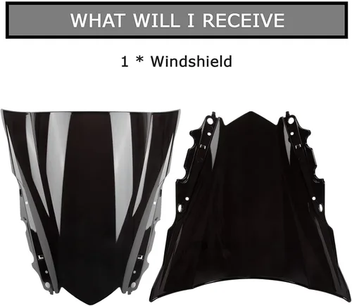 Vista 5 de PSLER Parabrisas Parabrisas Doble Burbuja para YZF R3 R25 2014-2018 2014 2015 2016 2017 2018 (Negro)