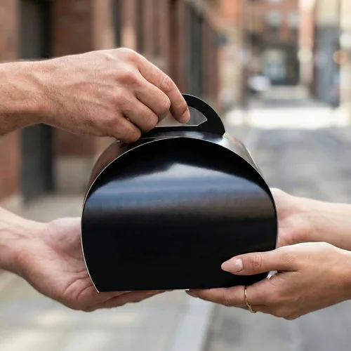 Vista 5 de Restaurantware Ingenero - Cajas para pasteles de 6.5 pulgadas con asas, 100 loncheras con asa integrada, forro resistente a la grasa para postres