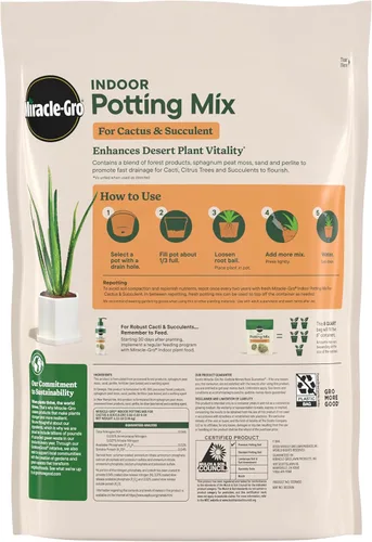 Vista 11 de Miracle-Gro Mezcla para macetas de interior para cactus y suculentas, mezcla para macetas de cactus y suculentas de drenaje rápido con alimentos