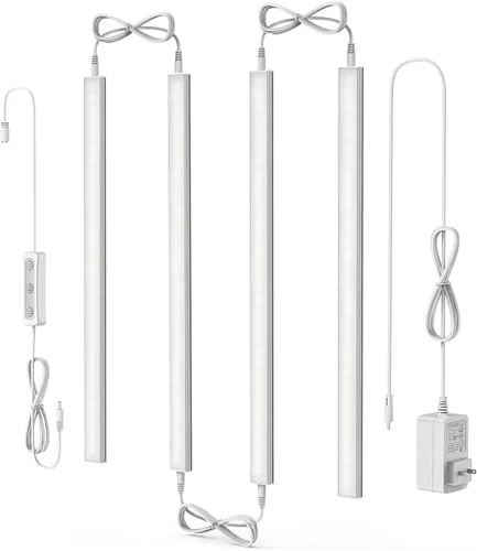 Vista 17 de ASOKO Luces LED regulables para debajo del gabinete, blanco cálido 3000 K, 3 piezas de 12 pulgadas conectables LED enchufe de iluminación