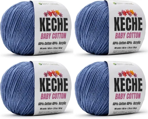 Vista 53 de Keche Hilo de Algodón, 60% Algodón 40% Hilo Acrílico, Hilo de Algodón Suave para Crochet y Tejer, Hilo Amigurumi 1 Madeja/Bola 1.76 Oz (50g) / 180