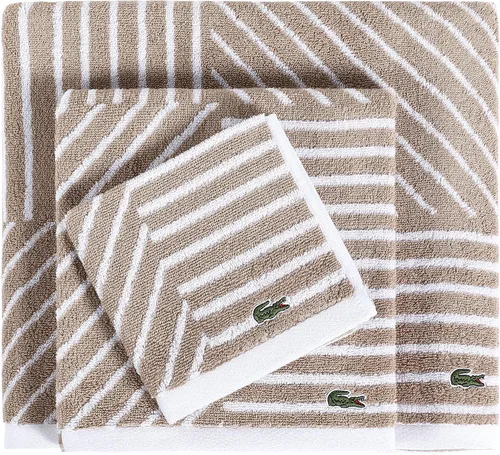 Vista 18 de Lacoste Guethary - Toalla de baño 100% algodón a rayas, aloe, 30 x 54