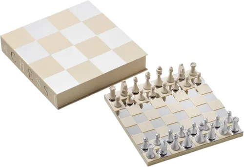 Vista 15 de PrintWorks Art of Chess – Juego de ajedrez de madera en blanco y negro con tablero acrílico – Elegante juego de mesa de café para adultos y familias